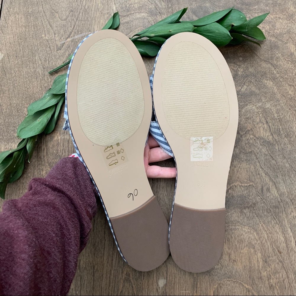 NWOT J. Crew Blue Striped Bow Slides | Size 8.5 - Picture 4 of 6